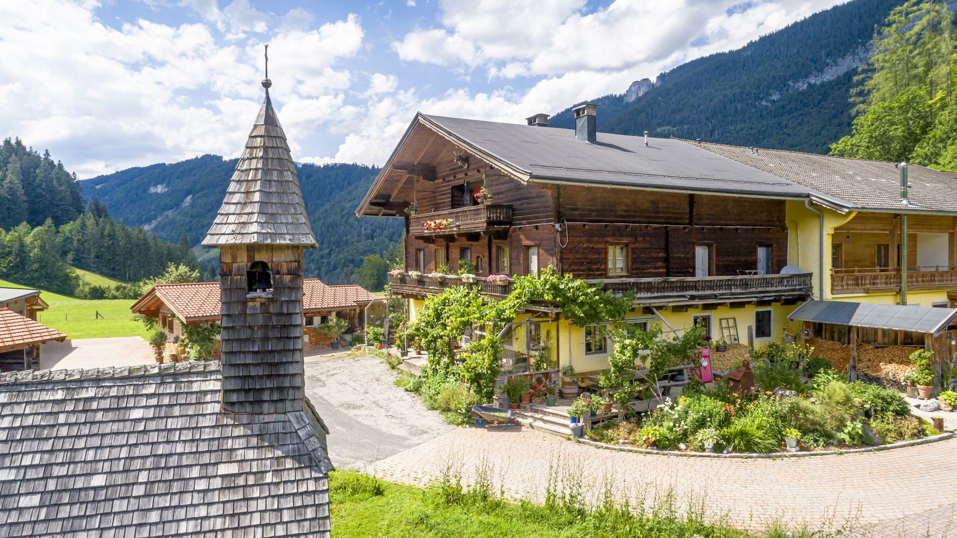 Luftaufnahme des Soderhof im Sommer